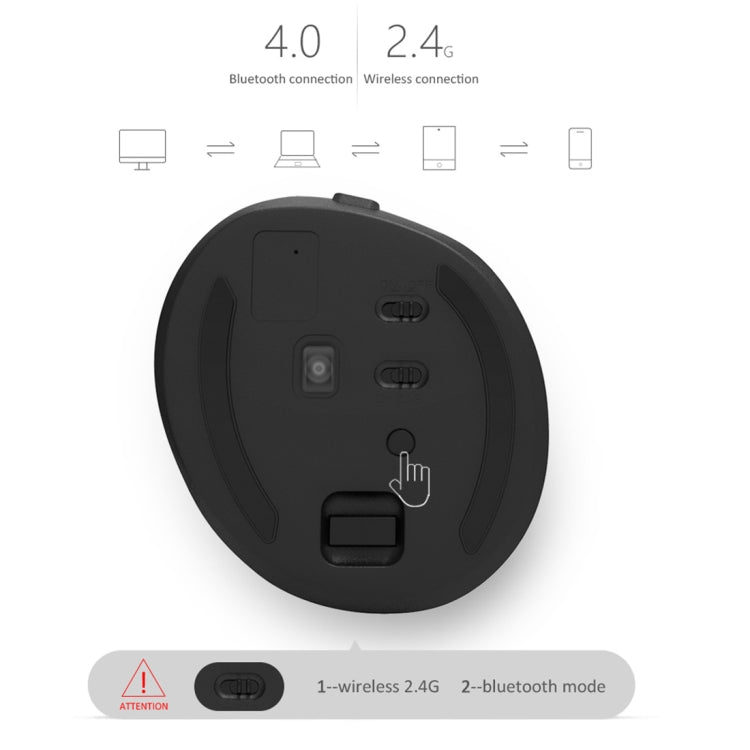 Lisslune | DELUX M618 Mini 2.4G Wireless 2400DPI USB Rechargeable Ergonomic Vertical Mouse (Gray)