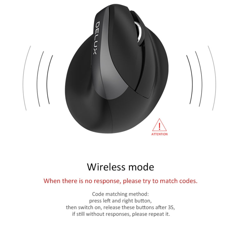 Lisslune | DELUX M618 Mini 2.4G Wireless 2400DPI USB Rechargeable Ergonomic Vertical Mouse (Gray)
