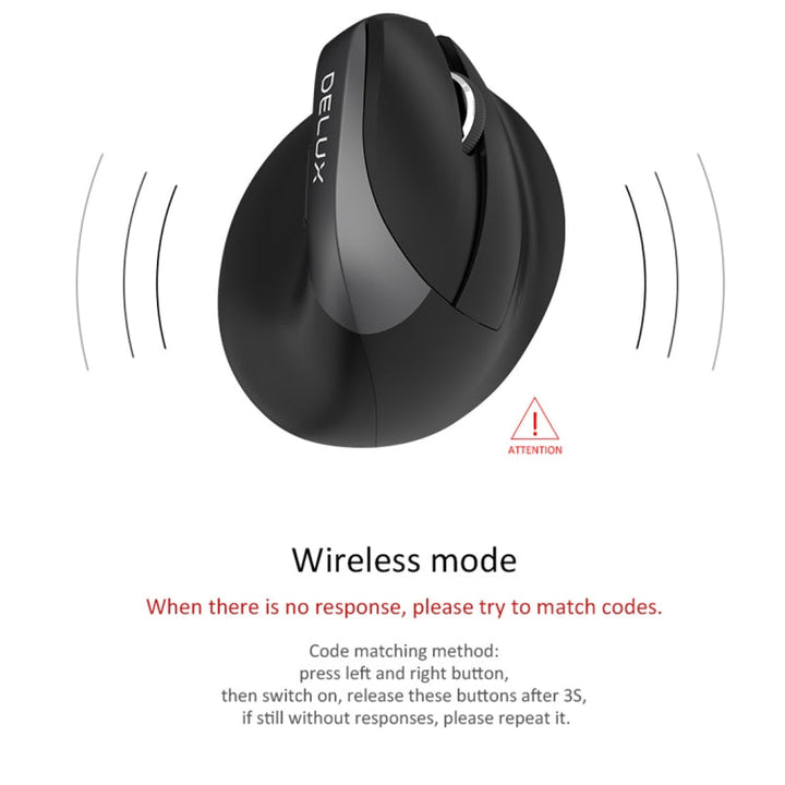 Lisslune | DELUX M618 Mini 2.4G Wireless 2400DPI USB Rechargeable Ergonomic Vertical Mouse (Gray)