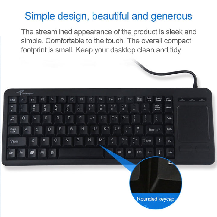 Lisslune | DS-8800 USB interface Prevents water splashes Laser engraving keyboard with one piece Wired touchpad, Length: 1.5 m