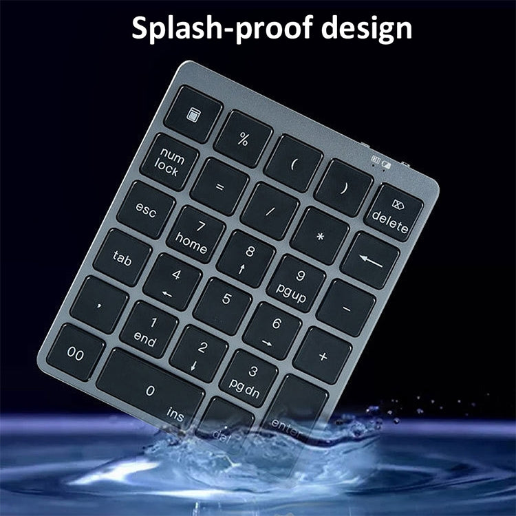 Lisslune | N970 Pro Dual Modes Aluminum Alloy Rechargeable Wireless Bluetooth Numeric Keypad with USB HUB (Gray)