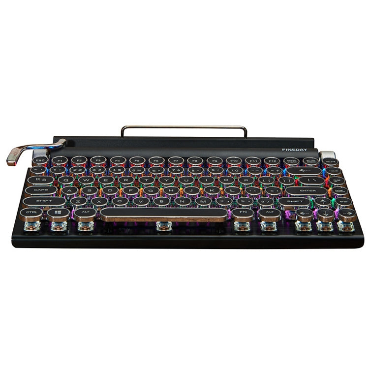 Lisslune | TW1867 Round Retro Punk Keycaps Mechanical Wireless Bluetooth Keyboard (Black)