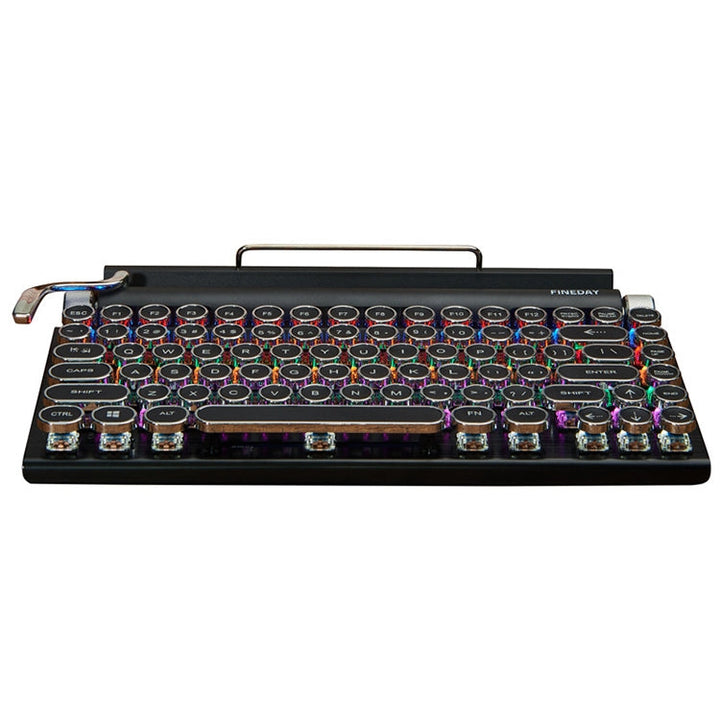 Lisslune | TW1867 Round Retro Punk Keycaps Mechanical Wireless Bluetooth Keyboard (Black)