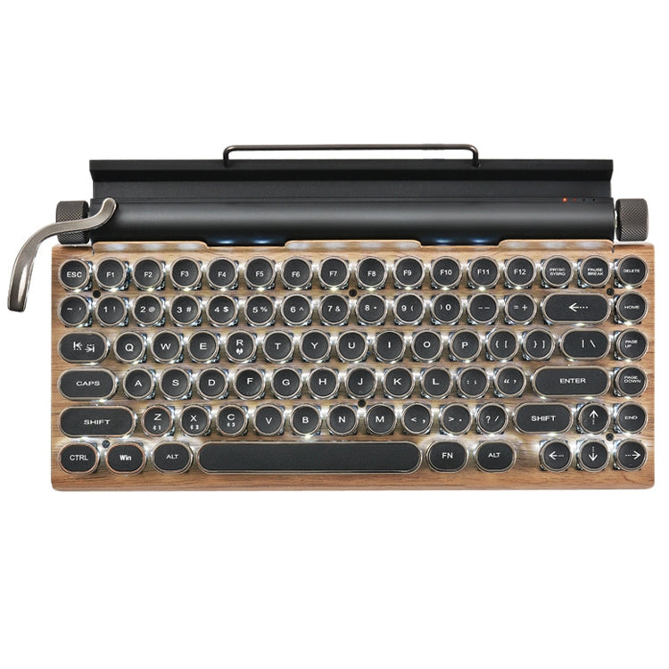Lisslune | TW1867 Round Retro Punk Keycap Mechanical Wireless Bluetooth Keyboard (Wood)