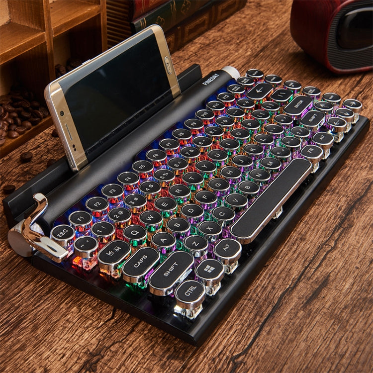 Lisslune | TW1867 Round Retro Punk Keycap Mechanical Wireless Bluetooth Keyboard (Wood)