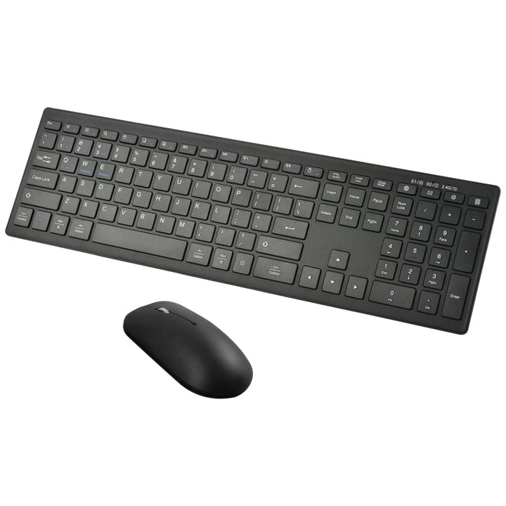 Lisslune | 169 2.4Ghz + Bluetooth Dual Mode Wireless Keyboard + Mouse Kit, Compatible with iSO & Android & Windows (Black)