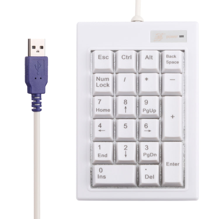 Lisslune | DX-21A 21-Keys USB Wired Mechanical Black Wave Mini Numeric Keypad (White)