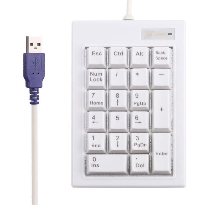 Lisslune | DX-21A 21-Keys USB Wired Mechanical Black Wave Mini Numeric Keypad (White)
