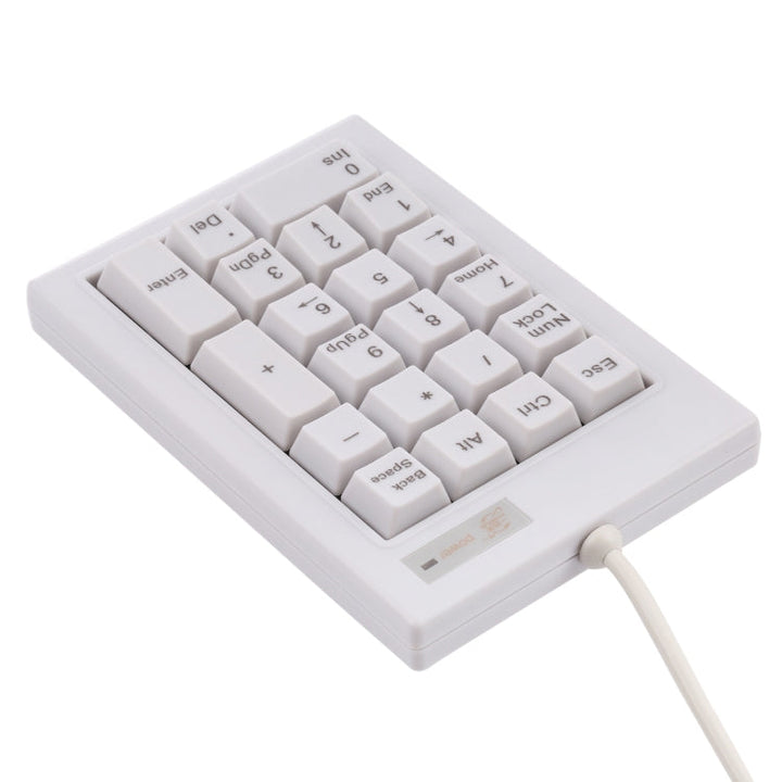 Lisslune | DX-21A 21-Keys USB Wired Mechanical Black Wave Mini Numeric Keypad (White)