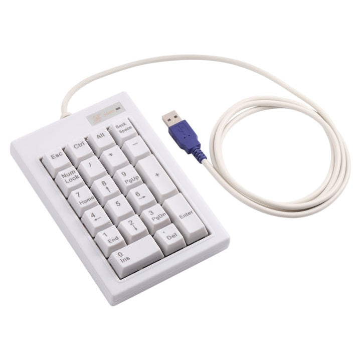 Lisslune | DX-21A 21-Keys USB Wired Mechanical Black Wave Mini Numeric Keypad (White)