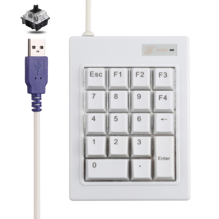 Lisslune | DX-18A 18-Key USB Wired Mechanical Black Switch Mini Numeric Keypad Keyboard (White)