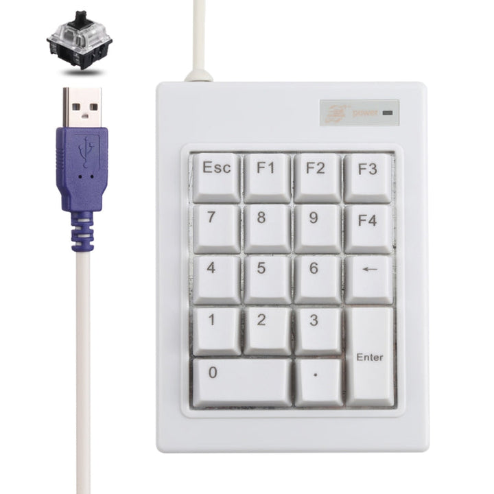 Lisslune | DX-18A 18-Key USB Wired Mechanical Black Switch Mini Numeric Keypad Keyboard (White)