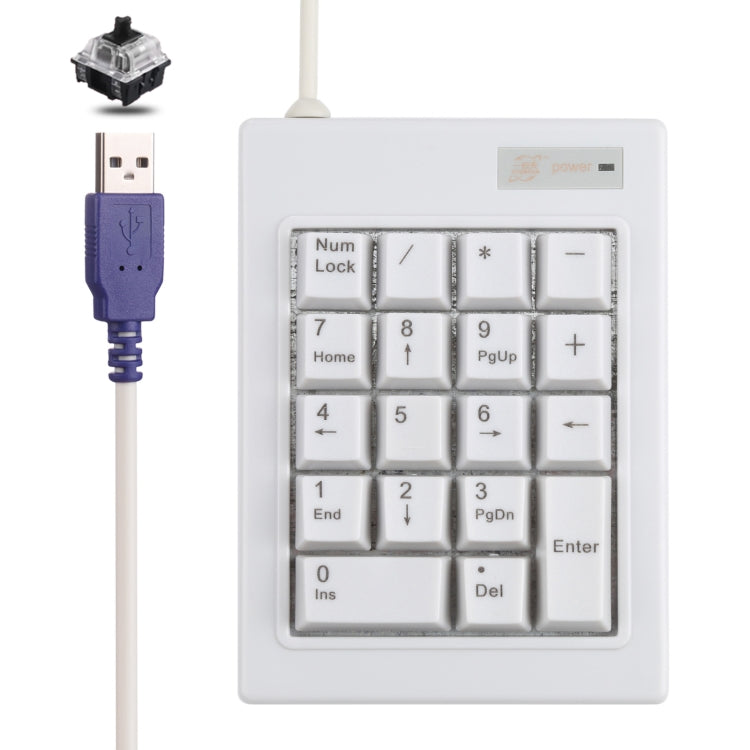 Lisslune | DX-18B 18-Key USB Wired Mechanical Black Shaft Mini Numeric Keypad (White)