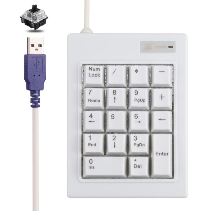 Lisslune | DX-18B 18-Key USB Wired Mechanical Black Shaft Mini Numeric Keypad (White)