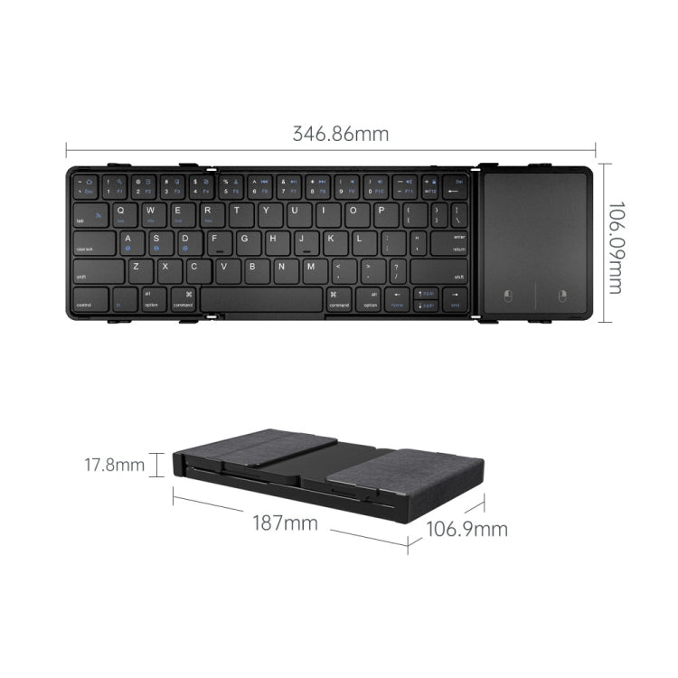 Lisslune | B1053 Leather Portable Tri-Fold Bluetooth Keyboard