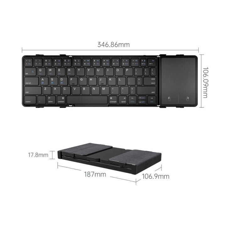 Lisslune | B1053 Leather Portable Tri-Fold Bluetooth Keyboard