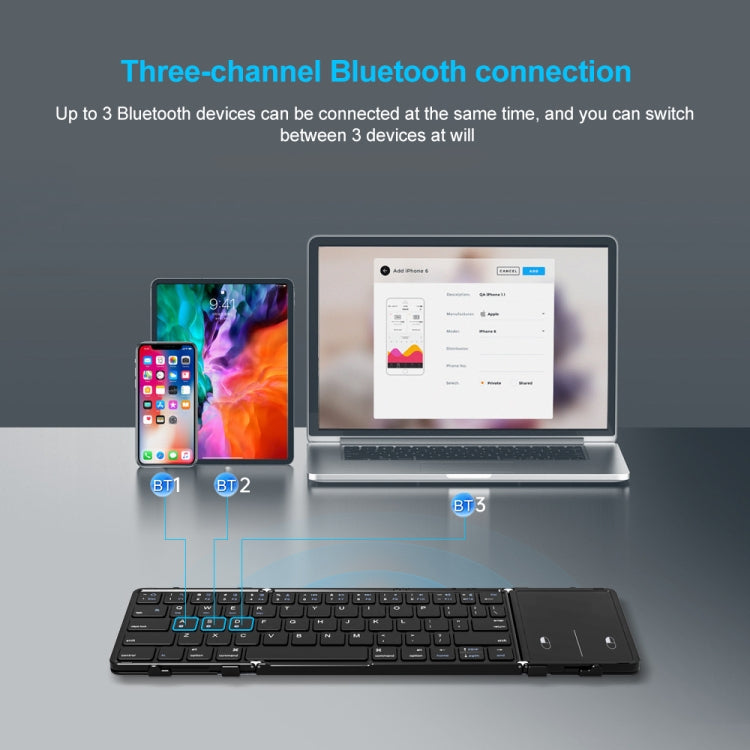 Lisslune | B1053 Leather Portable Tri-Fold Bluetooth Keyboard