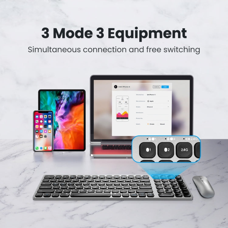 Lisslune | K4500 Wireless Bluetooth Keyboard + Three-Mode Noise-Free Mouse Set