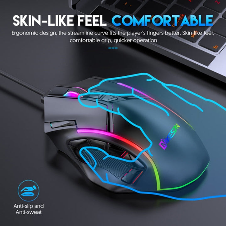 Lisslune | MKESPN X15 Full Speed 12800DPI 12 Keys Macro Definition RGB Wired Mouse