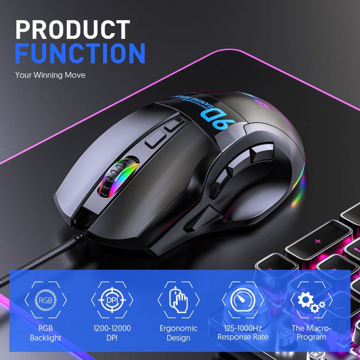 Lisslune | MKESPN X10 9-Button RGB Wired Full-Speed Macro Definition Gaming Mouse