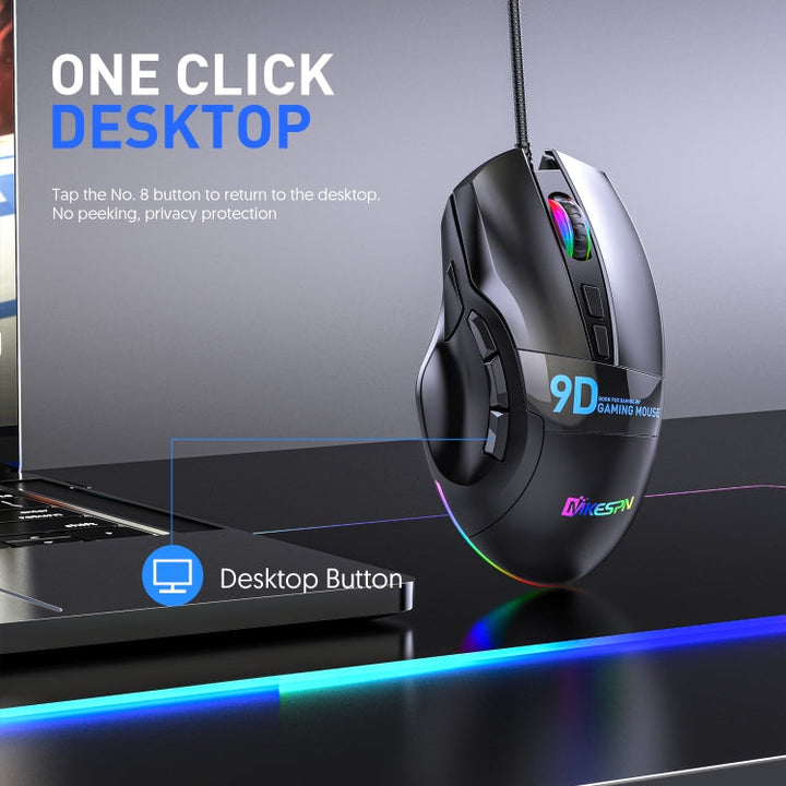 Lisslune | MKESPN X10 9-Button RGB Wired Full-Speed Macro Definition Gaming Mouse