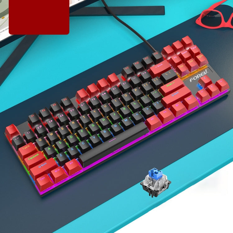 Lisslune | FOREV FV-301 87-Key Blue Axis Mechanical Gaming Keyboard, Cable Length: 1.6 m (Black Red)