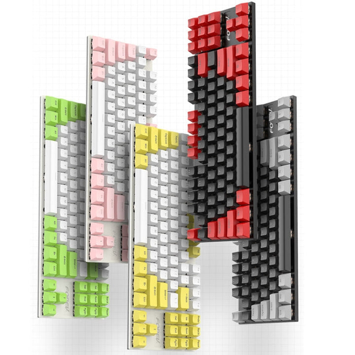 Lisslune | FOREV FV-301 87-Key Blue Switch Mechanical Gaming Keyboard, Cable Length: 1.6 m (Pink + White)