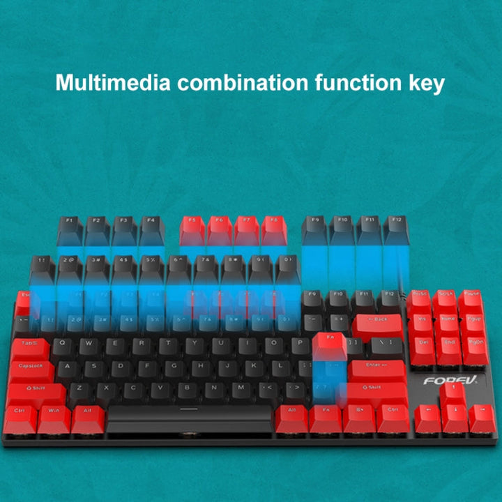 Lisslune | FOREV FV-301 87-Key Blue Switch Mechanical Gaming Keyboard, Cable Length: 1.6 m (Pink + White)