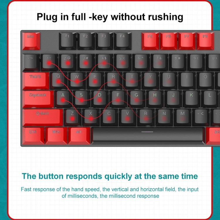 Lisslune | FOREV FV-301 87-Key Blue Switch Mechanical Gaming Keyboard, Cable Length: 1.6 m (White + Green)