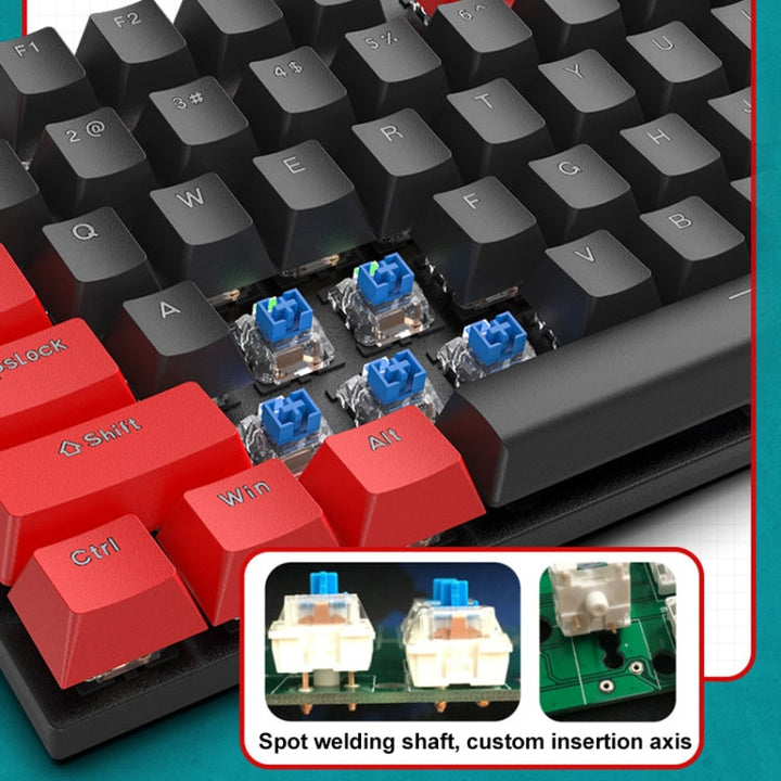 Lisslune | FOREV FV-301 87-Key Blue Switch Mechanical Gaming Keyboard, Cable Length: 1.6 m (White + Green)