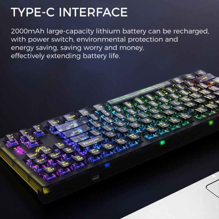 Lisslune | AULA F2183 RGB Wireless Bluetooth Keyboard (White)
