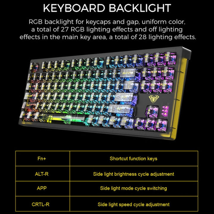 Lisslune | AULA F2183 RGB Wireless Bluetooth Keyboard (White)