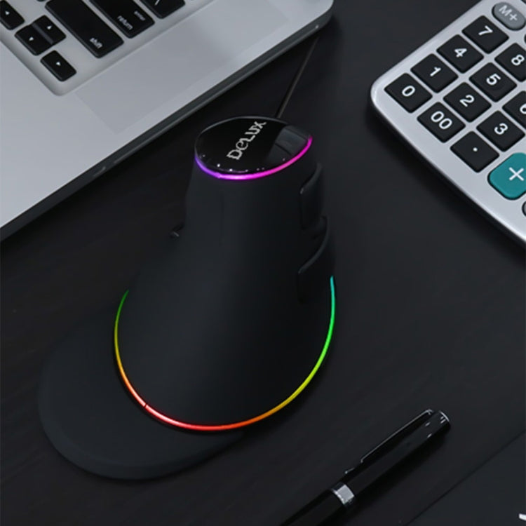 Lisslune | DELUX M618 Plus RGB Wired Optical Mouse Ergonomic Vertical Mouse 4000DPI