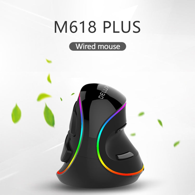 Lisslune | DELUX M618 Plus RGB Wired Optical Mouse Ergonomic Vertical Mouse 4000DPI