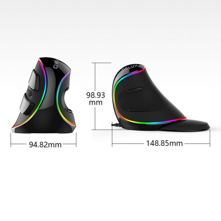 Lisslune | DELUX M618 Plus RGB Wired Optical Mouse Ergonomic Vertical Mouse 4000DPI
