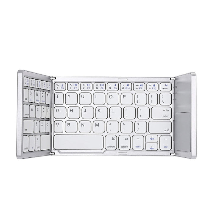 Lisslune | B033 Rechargeable 3-Fold 64-Key Bluetooth Wireless Keyboard with Touchpad (Silver)