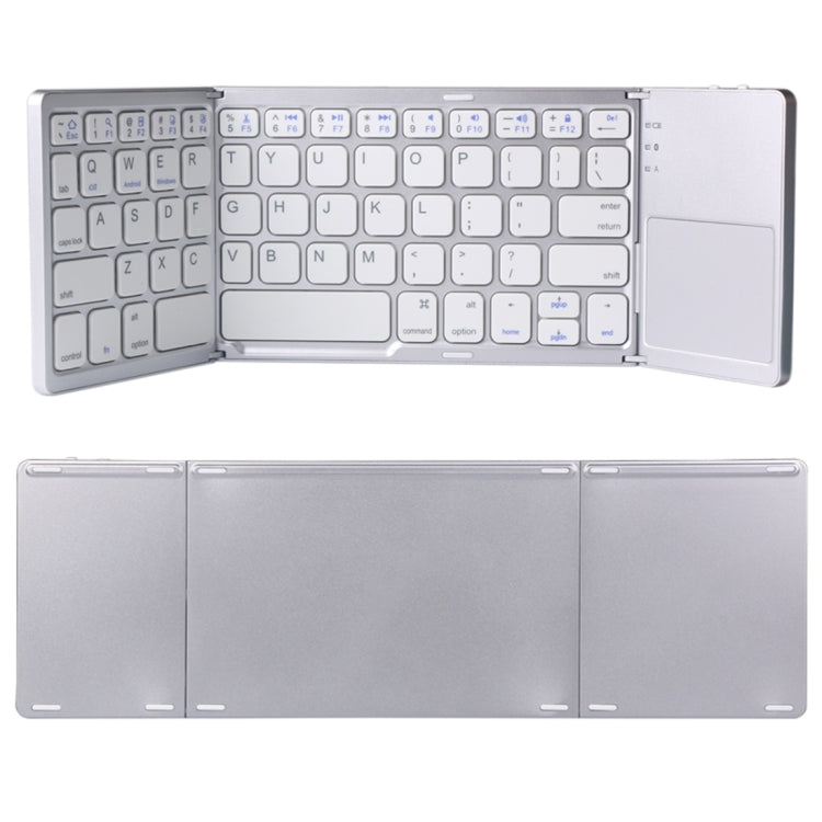Lisslune | B033 Rechargeable 3-Fold 64-Key Bluetooth Wireless Keyboard with Touchpad (Silver)