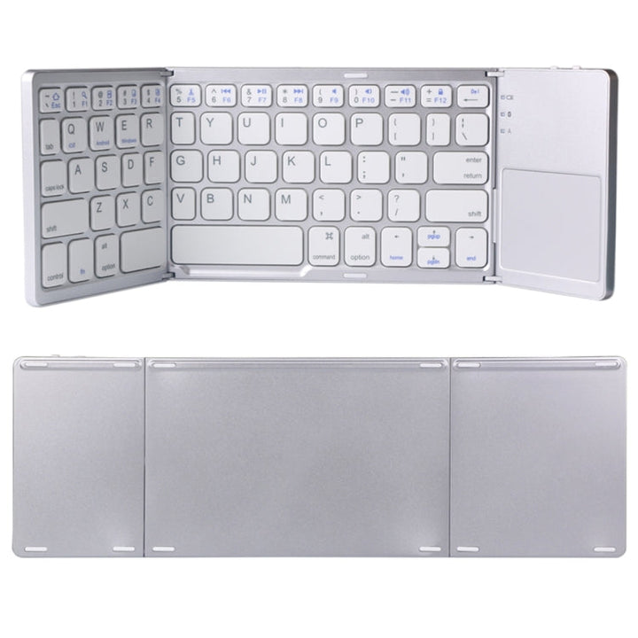 Lisslune | B033 Rechargeable 3-Fold 64-Key Bluetooth Wireless Keyboard with Touchpad (Silver)