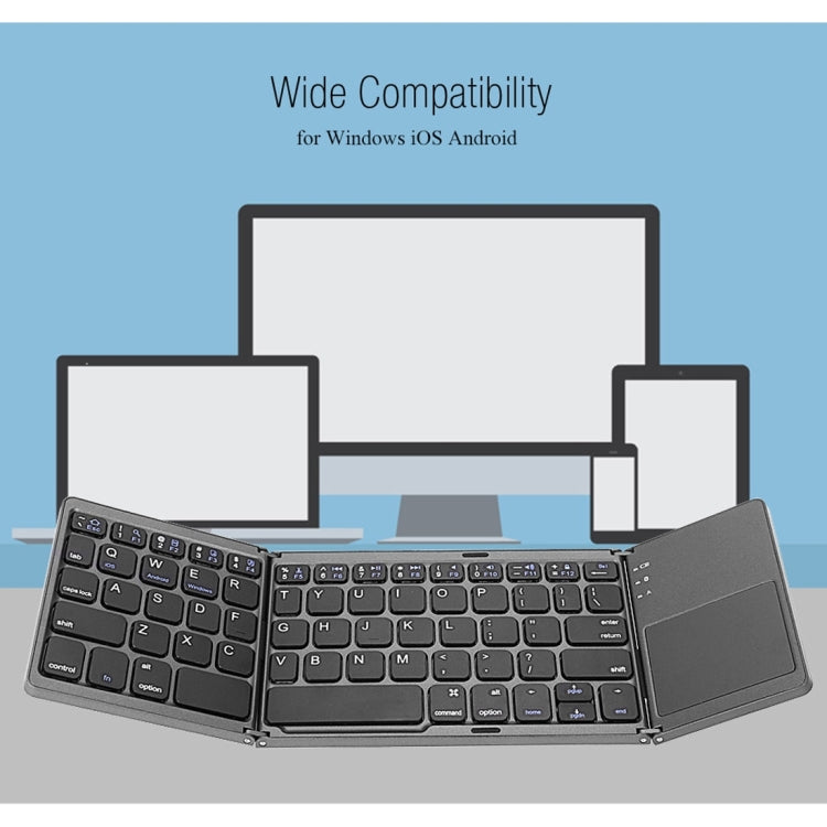 Lisslune | B033 Rechargeable 3-Fold 64-Key Bluetooth Wireless Keyboard with Touchpad (Silver)