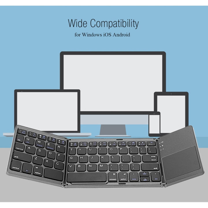 Lisslune | B033 Rechargeable 3-Fold 64-Key Bluetooth Wireless Keyboard with Touchpad (Silver)