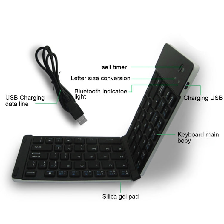 Lisslune | F66 foldable Bluetooth Wireless 66-key keyboard, supports Android / Windows / iOS (Gold)