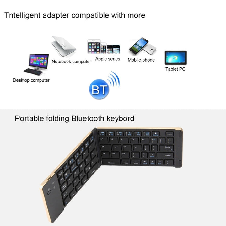 Lisslune | F66 foldable Bluetooth Wireless 66-key keyboard, supports Android / Windows / iOS (Gold)