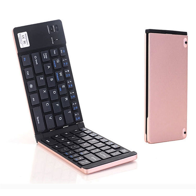 Lisslune | F66 Folding Bluetooth Wireless 66 Keys Keyboard, Supports Android / Windows / iOS (Rose Gold)