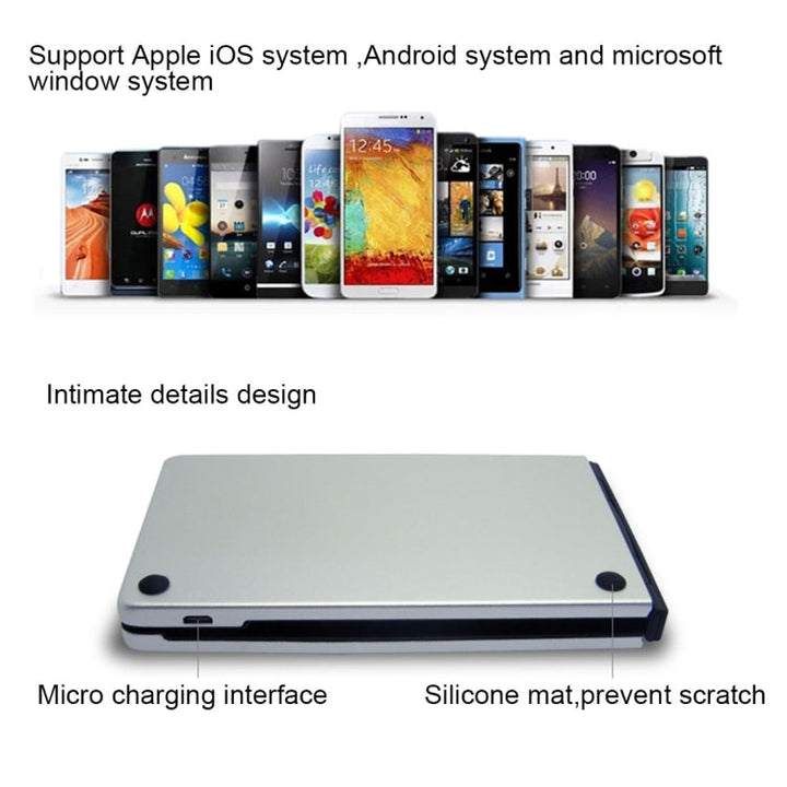 Lisslune | F66 Foldable Bluetooth Wireless 66 Key Keyboard, Supports Android / Windows / iOS (Silver)