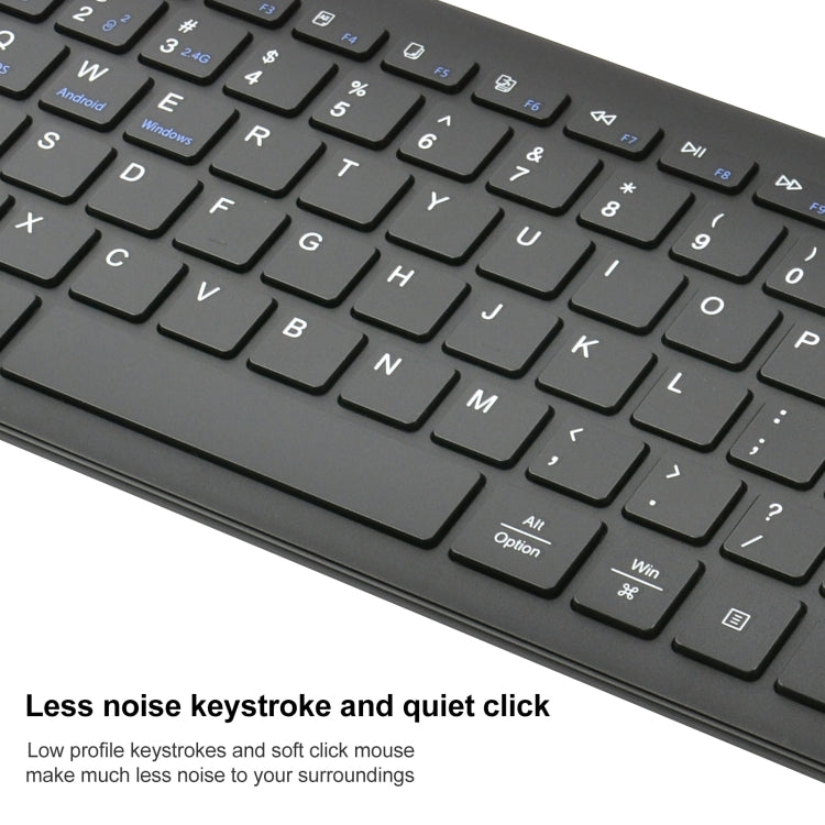 Lisslune | 169 2.4Ghz + Bluetooth Dual Mode Wireless Keyboard, Compatible with iSO & Android & Windows (Black)