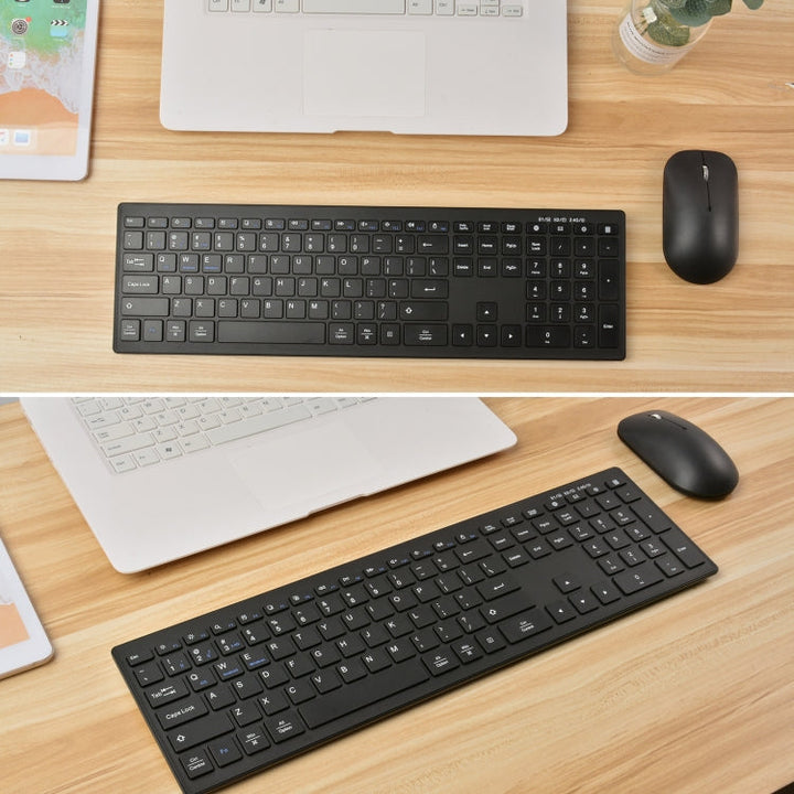 Lisslune | 169 2.4Ghz + Bluetooth Dual Mode Wireless Keyboard, Compatible with iSO & Android & Windows (Black)