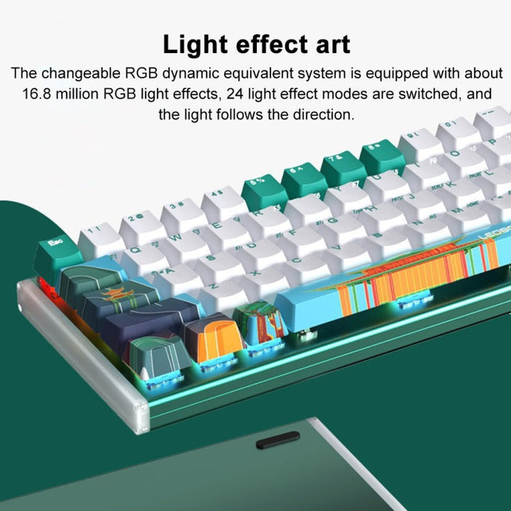 Lisslune | LEOBOG K67 2.4G Bluetooth Wireless RGB Three Modes Customized Mechanical Keyboard, Ice Crystal Switch (Green)