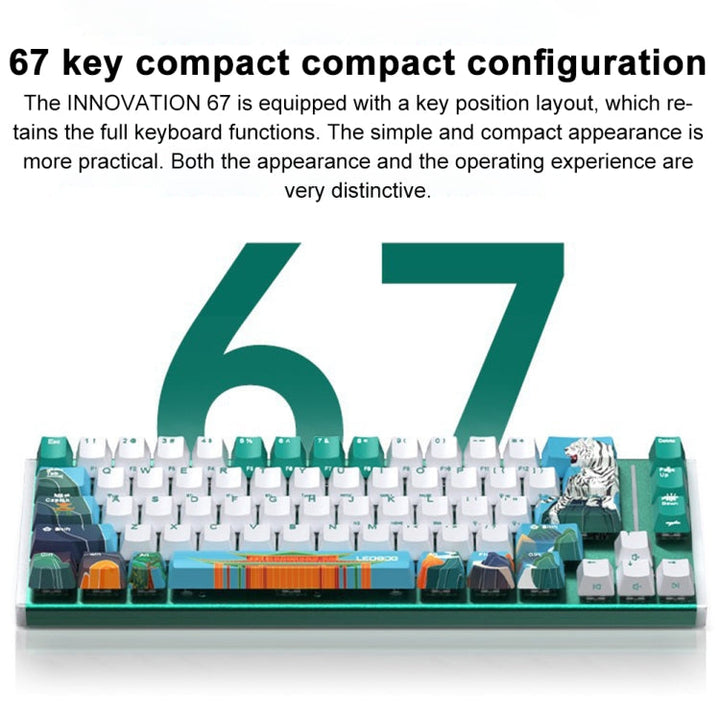 Lisslune | LEOBOG K67 2.4G Bluetooth Wireless RGB Three Modes Customized Mechanical Keyboard, Ice Crystal Switch (Green)