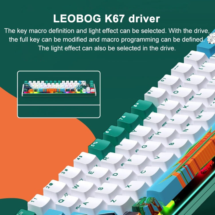 Lisslune | LEOBOG K67 2.4G Bluetooth Wireless RGB Three Modes Customized Mechanical Keyboard, Ice Crystal Switch (Green)