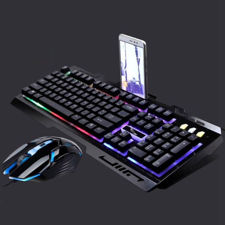 Lisslune | Chasing Leopard G700 USB RGB backlit wired optical gaming mouse and keyboard set, keyboard cable length: 1.35m, mouse cable length: 1.3m (Black)